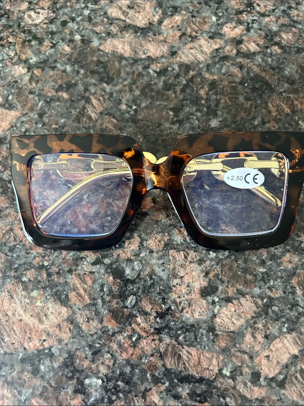 Tortoiseshell Oversized Square Reading Glasses (+2.50) Glam Readers Blue Light